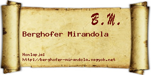 Berghofer Mirandola névjegykártya